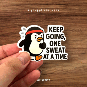 Sweaty penguin die cut sticker