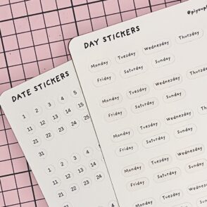 Date and day sticker sheet