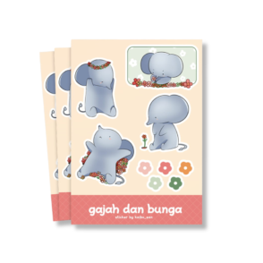 The Elephant and Flowers Sticker Sheet