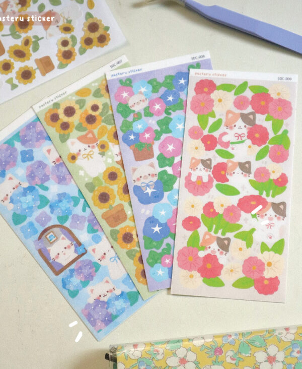 Floral Cat Journaling Sticker Floral Cat Journaling Sticker
