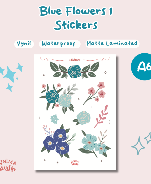 2 Blue Flowers 1 Sticker