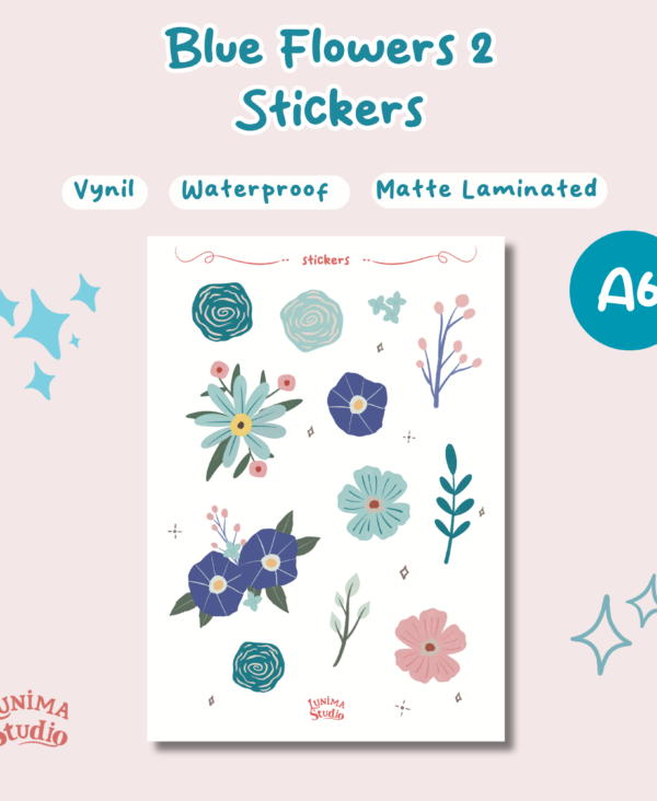 3 Blue Flowers 2 Sticker