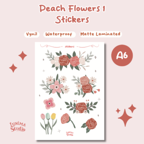 Peach Flowers 1 | A6 Vinyl Waterproof Sticker Sheet