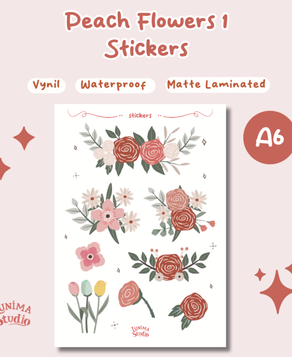 4 Peach Flowers 1 Sticker