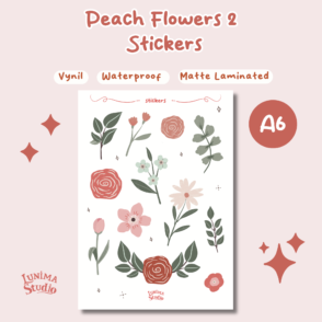 Peach Flowers 2 | A6 Vinyl Waterproof Sticker Sheet