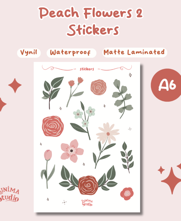 5 Peach Flowers 2 Sticker