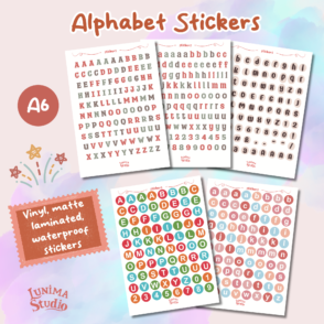 Alphabet Sticker Series | A6 Vinyl Waterproof Sticker Sheet
