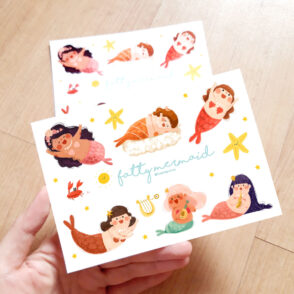 Cute fat mermaid label sticker