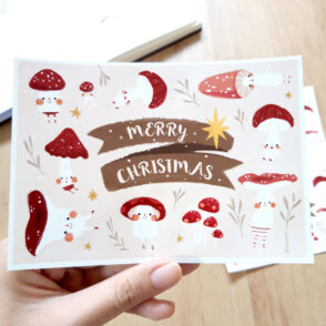 Christmas themed mushroom in socks stickers