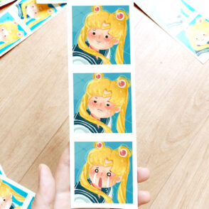 Sailormoon Expression Mood Sticker polaroid style 3 in a row
