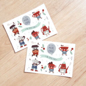 Coffee family label stickers