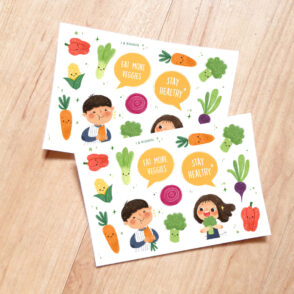 Cute healthy vegetable label stickers
