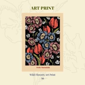 Petite Marmalade - Art Print - Wild Flowers Black