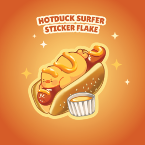 Surfer hotdog sticker flake