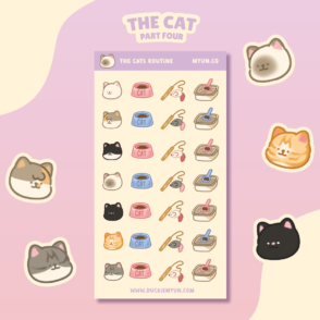 The cats routine sticker sheet