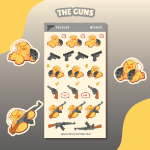 The guns sticker sheet